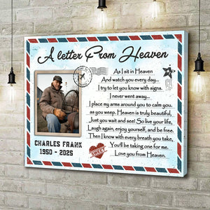 A Letter From Heaven – Personalized Memorial Gift For Loss Of Loved One Canvas Poster