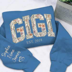 Custom Floral GIGI Sweatshirt – Personalized Grandma Est Year & Grandkids Names