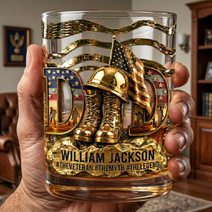 Gift For Veteran Dad – Personalized "Proud Veteran Dad" Drinking Glass