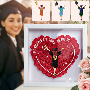 Class Of 2025 Graduation Gift So She Did - Personalized Flower Shadow Box