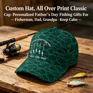 Personalized Fishing Cap β "Keep Calm and Fish On" β Father's Day Gift For Dad & Grandpa
