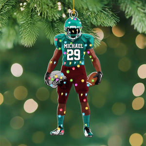Personalized Christmas football ornament, for football players and football lovers