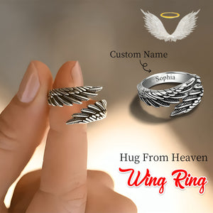 Personalized angel wing ring