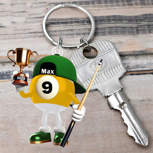 Custom Name Billiard Keychain, Billiard Lover Gift