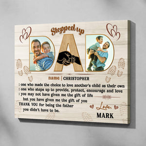 Denifition of Stepped up Dad Personalized Photo Canvas Print