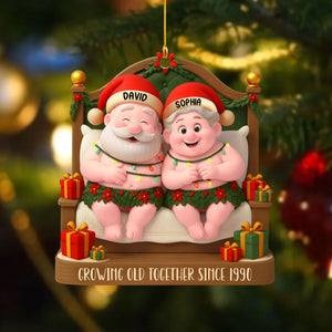 Growing Old Together With Santa Hats And Holly,Personalized Ornament,Gift For Couples