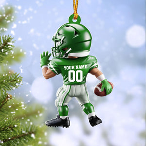Personalized American Football Christmas Ornament: Custom Player Uniform Acrylic Ornament