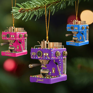 Personalized Espresso Machine Ornament,Mini Coffee Maker Decor