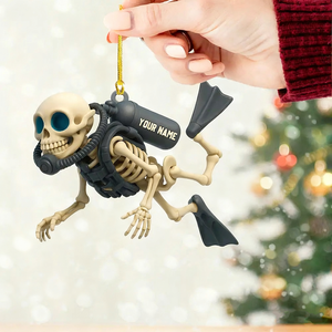 Personalized Skull Diving Christmas Acrylic Ornament