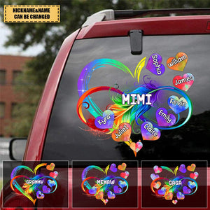 Personalized Grandma Mom Heart Rainbow Decal