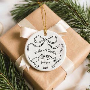 First Christmas Engaged Ornament, Personalized Engagement Gift for Couples