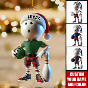 Personalized Custom Name Bowling Ornament, Bowling Christmas Gift