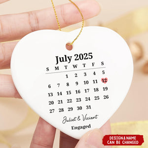 Personalized Married ceramic Ornament, Wedding Gift, Wedding Date ornament