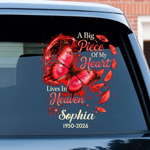 "A Big Piece Of My Heart Lives In Heaven" β Butterfly Personalized Decal | Memorial Gift For Loss Of Loved One