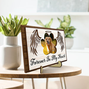 Personalized Photo 2-Layered Wooden Plaque Memorial Gift For Family, Pet Lovers