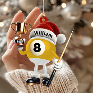 Custom Name Billiard Ornament, Billiard Lover Christmas Gift