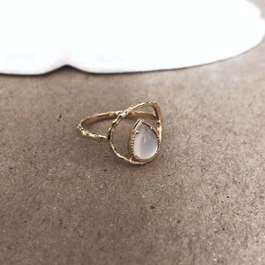 Natural Moonstone ring gold filled gem stone stacking dainty ring