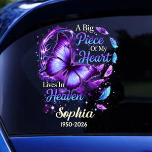 "A Big Piece Of My Heart Lives In Heaven" β Butterfly Personalized Decal | Memorial Gift For Loss Of Loved One