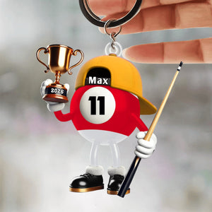 Custom Name Billiard Keychain, Billiard Lover Gift