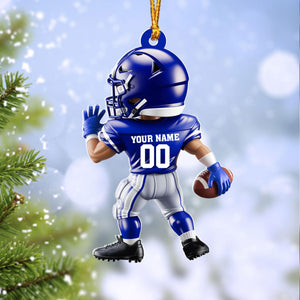 Personalized American Football Christmas Ornament: Custom Player Uniform Acrylic Ornament