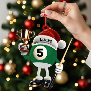 Custom Name Billiard Ornament, Billiard Lover Christmas Gift