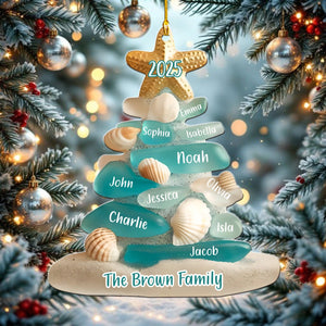 Family Sea Glass Christmas Tree - Personalized Ornament