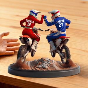 "Ride Together, Stay Together" - Personalized Dirt Bike Couple Acrylic Plaque - Custom Gifts for Moto-Loving Couples