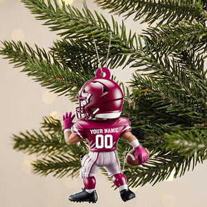 Personalized American Football Christmas Ornament: Custom Player Uniform Acrylic Ornament