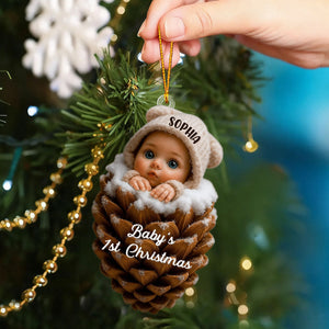 Pine Cones Baby's 1st Christmas, Personalized Christmas Ornament