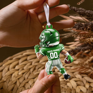 Personalized American Football Christmas Ornament: Custom Player Uniform Acrylic Ornament