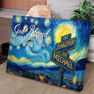 Personalized Canvas Poster Wall Art with Road Sign Design Wonderful Present for Couples