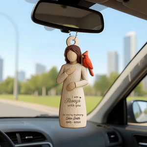 Always With You Cardinal & Woman Personalized Wooden Ornament, Memorial Sympathy Gift
