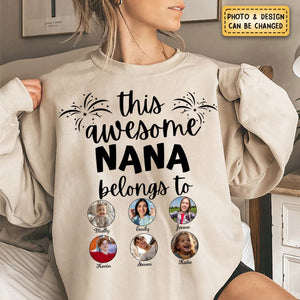 This Awesome Grandma Belongs To - Personalized Photo Sweatshirt - Gift for Grandma,Mom,Wife
