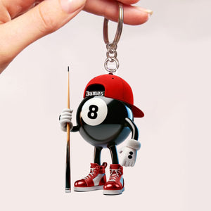 Personalized Name Billiard Keychain, Billiard Lover Gift
