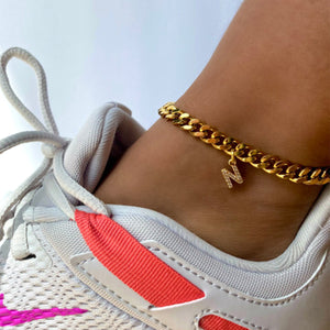 Curb link Initial Anklet