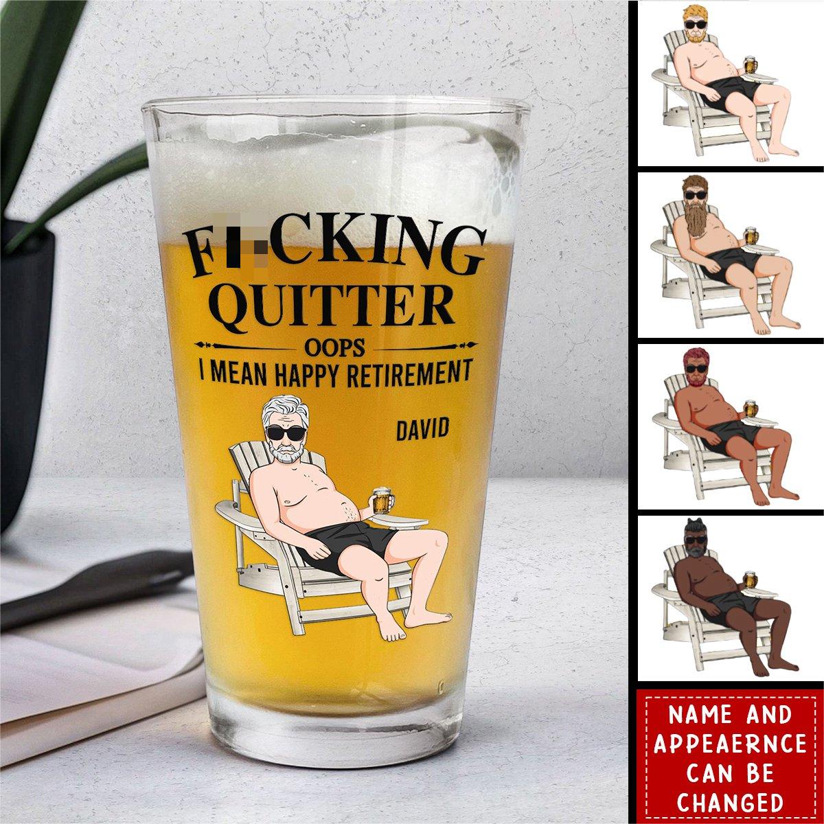 I Mean Happy Retirement-Personalized Beer Glass-Father's Day Gift