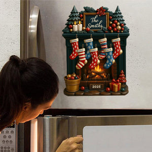 To My Beloved Family This Christmas, Personalized Fireplace And Christmas Stockings Decal
