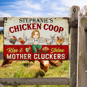Rise And Shine Mother Cluckers - Personalized Metal Sign - Funny & Unique Gift for Poultry Farmers