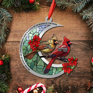 Memorial Cardinal Stained Glass Moon - Personalized Acrylic Ornament
