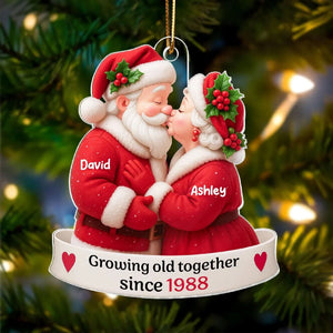 Personalized Santa Couple Growing Old Together Acrylic Ornament, Anniversary, Christmas Gift for him, Gift for her
