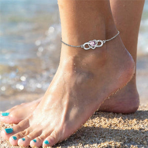 Infinity Heart Birthstone Anklet For Women