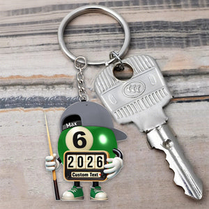 Custom Name and Year Billiard Keychain, Billiard Lover Gift