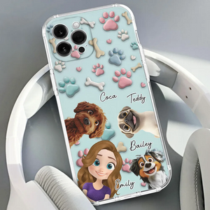 Dog And Human Cartoon - Personalized Custom Phone Case Gift For Pet Lover