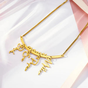 Personalized Names Hanging Grandma Mom Family Necklace with 1-7 Names