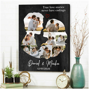 Personalized Couples Canvas Art, Gift For Husband Wife, Couples Wall Art For Bedroom, Wedding Engagement Gift For Couple