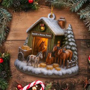 Custom Wood Ornament - Personalized Christmas Birthday Gifts For Women, Men - Christmas At The Horse Farm