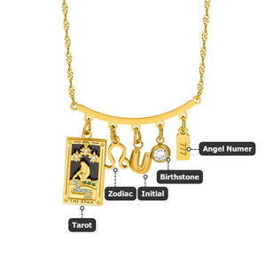 Personalized Tarot Zodiac Birthstone Initial Number Necklace Gift for Astrology Lovers