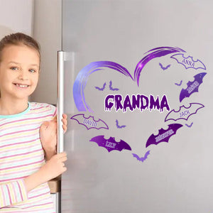 Grandma Halloween - Personalized Grandma Mom Heart Bat Decal
