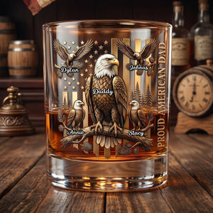 Gift For Dad – Personalized "Proud Eagle Dad" Round Glass