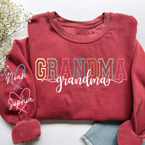 Personalized Grandma Name Sweatshirt, Warm Gift for Grandma And Grandchild